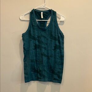 Athleta Teal Black Camouflage Tank Top